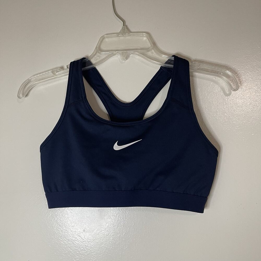 NIKE dri-fit navy unpadded sports bra size medium